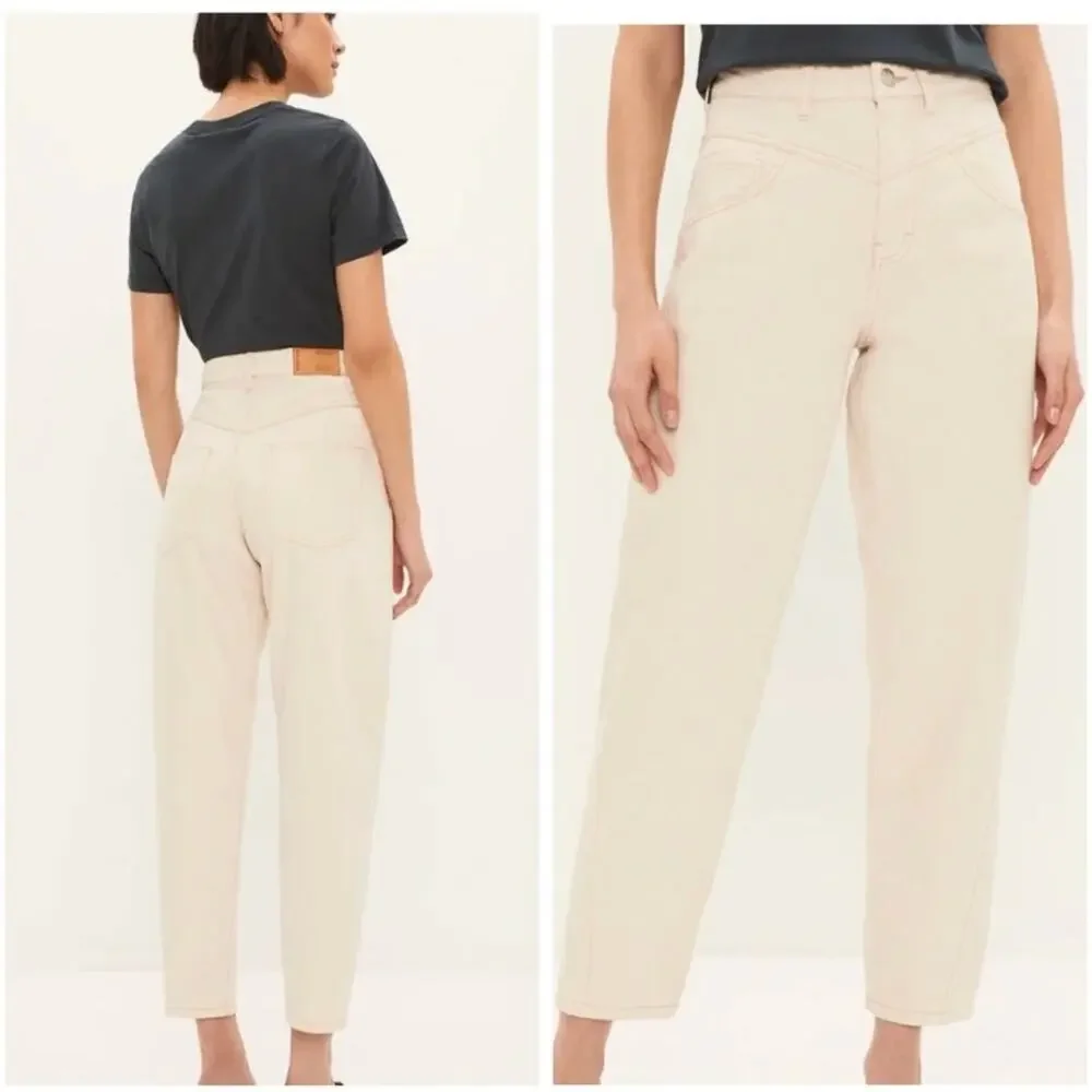 Frank & Oak Linda Balloon Tapered Leg High Rise Jeans Ivory Denim Size 29 - Picture 1 of 14